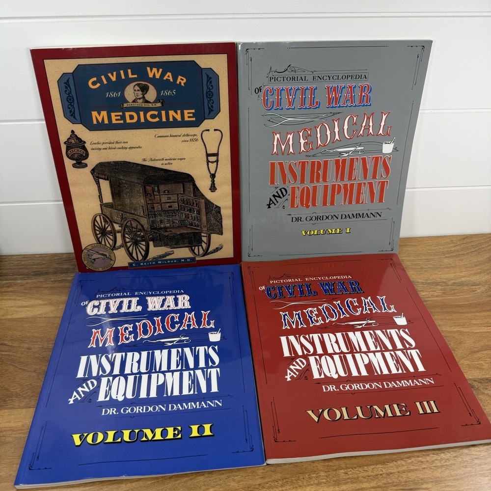 Signed Civil War Medicine 4 Book Lot + Postcard Dammann/ Wilbur History Resource